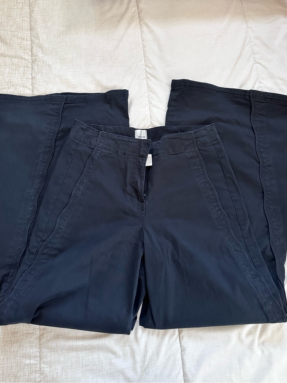 Anthropologie Maeve Black Scallop Wide Leg Pants Size 29 New with Tags - Picture 3 of 8